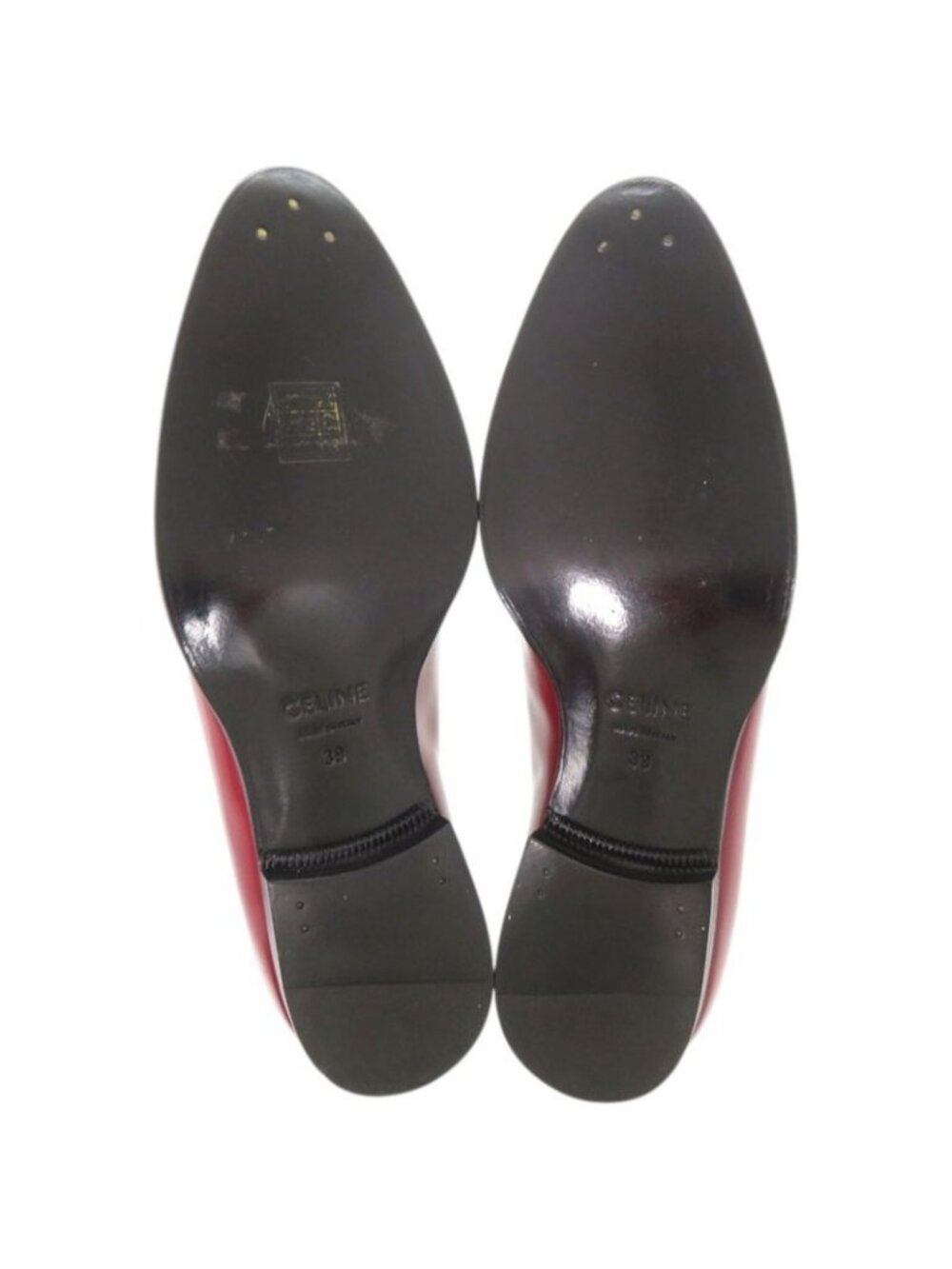Celine Loafers Tassel Leather Red Shoes - Picture 9 of 10